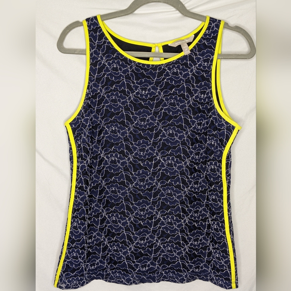 Banana Republic Navy Blue Lace Blouse, 6 Petite